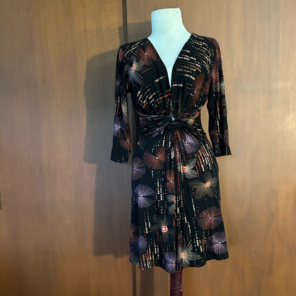 Salaam Black and Brown Patterned Dress
